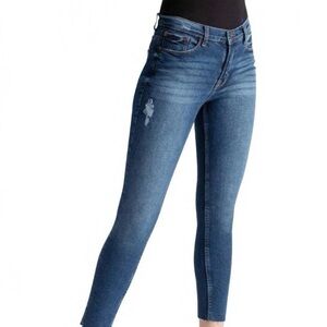 Kensie Dark Blue Skinny Raw High Waisted Hem Jeans Size 4/27